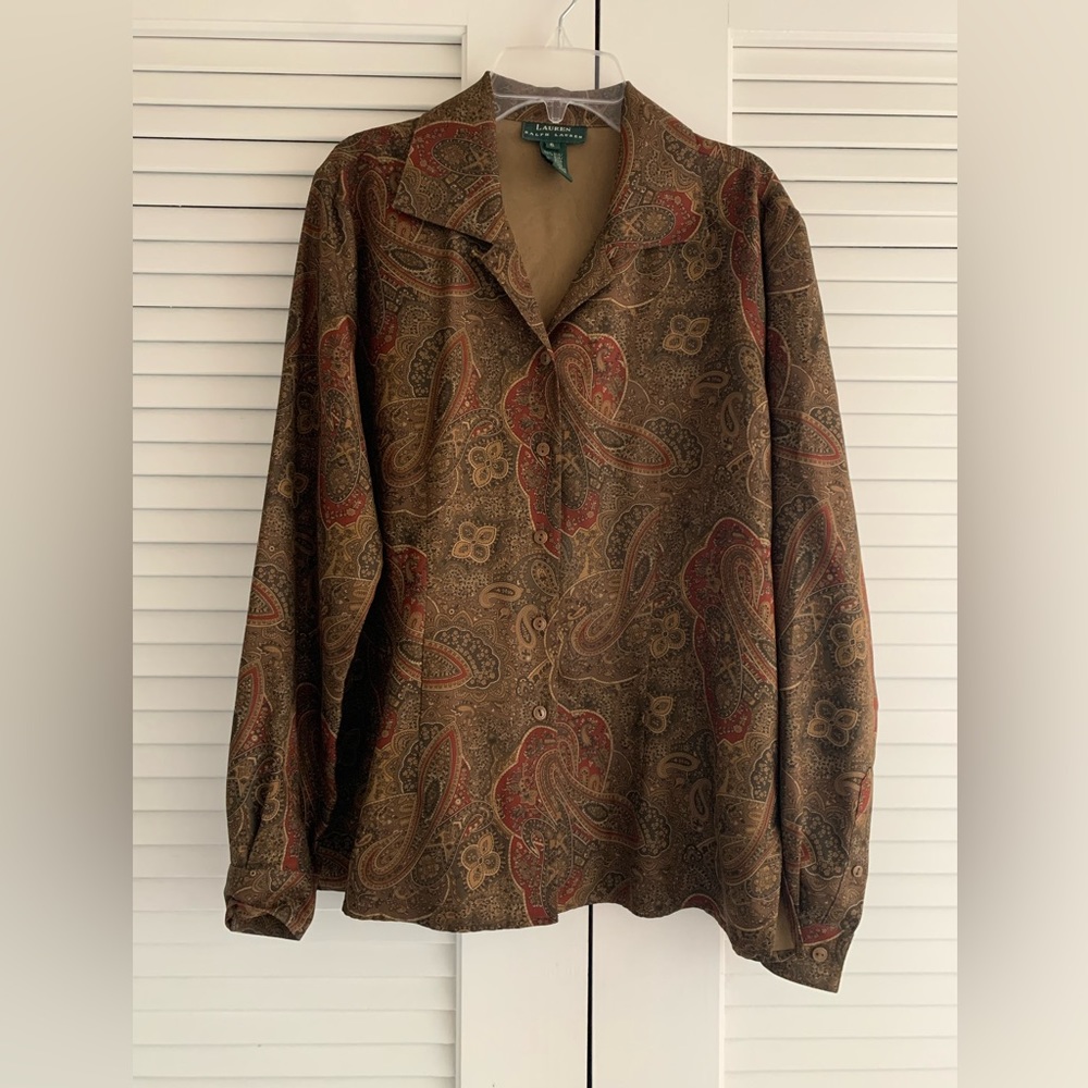Vintage Lauren Ralph Lauren Paisley Silk Blouse 6